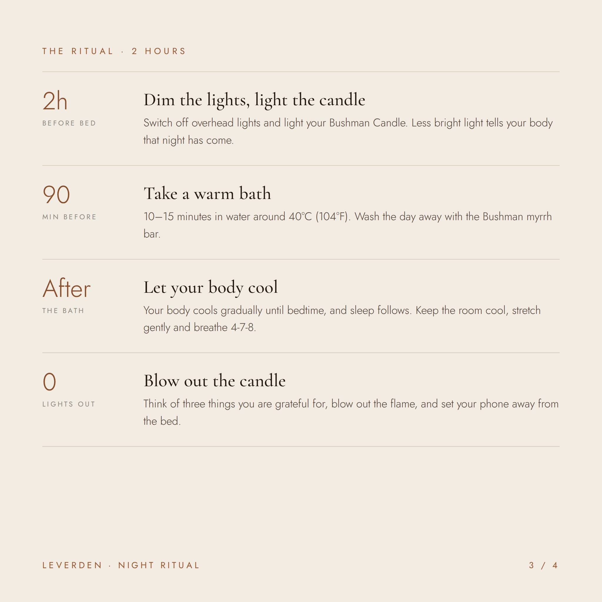 The 2-hour night ritual: light the candle, take a warm bath, let your body cool, lights out