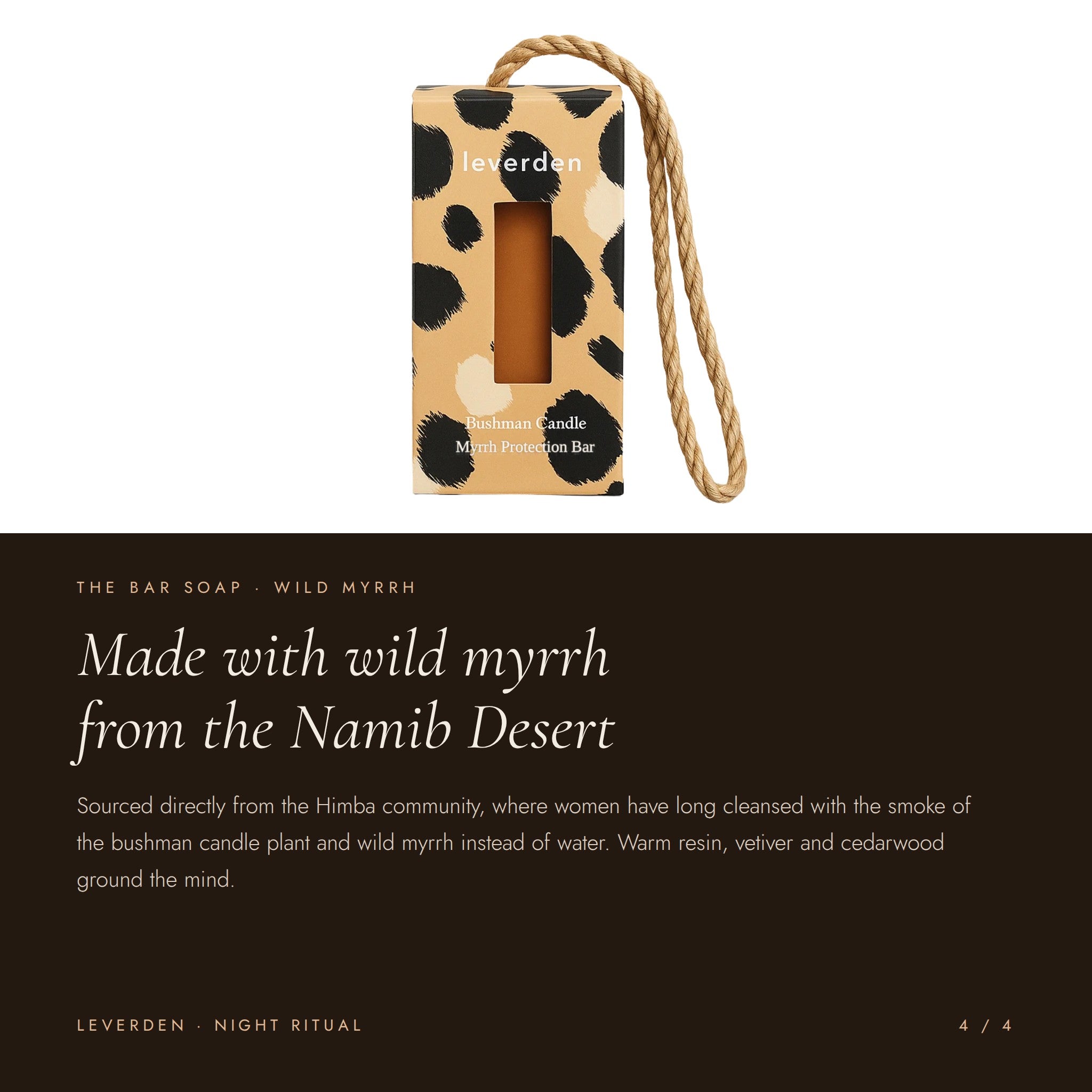 Bushman Candle Myrrh Protection Bar made with wild myrrh from the Namib Desert